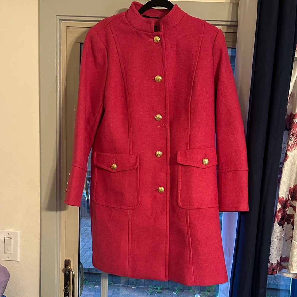 Talbots Pink Trench Coat with Gold Buttons